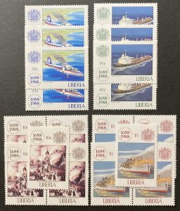 Liberia 1988 #1101-4, Wholesale lot of 5, MNH,CV $21.25