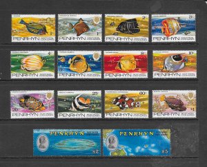 FISH - PENRHYN #50-63 MNH