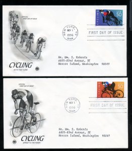 US 3119a,3119b Cycling - 50c singles from Souvenir Sheet addr PCS cachet FDC