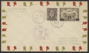 1933 Flight Cover London Canada to Detroit USA AAMC 3307a