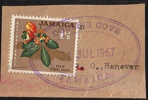 JAMAICA 1966-67 4 Temporary rubber stamps on pieces........................62742