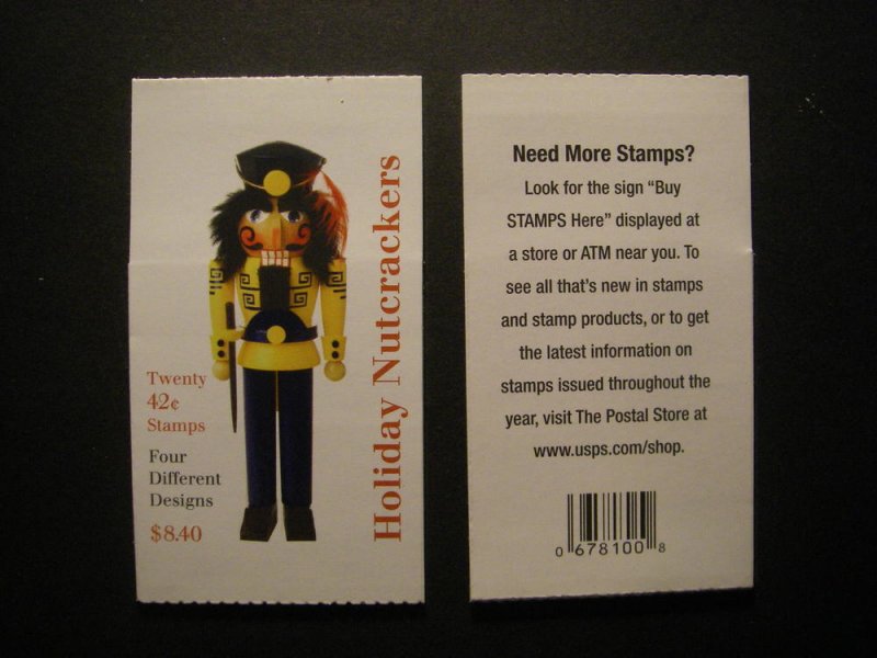 BK306, Scott 4367 b,c, d, 42c Holiday Nutcrackers, booklet of 20, MNH Beauty