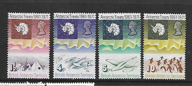 BRITISH ANTARCTIC TERRITORY, 39-42, MNH, MAP OF ANTARCTICA