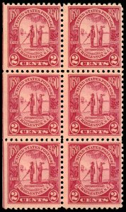 US Sc 683 MH/MNH BLOCK of 6 - 1930 2¢ - Charleston - 250th Anniv - See Desc.