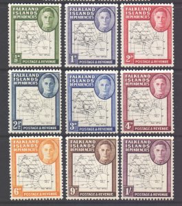 Falkland Islands Deps SG G9/G16, 1946 Maps Thin Drawn Set MH*