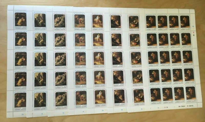 FULL SHEETS Sierra Leone 1989 1157-64 - Christmas, Rembrandt-Set of Sheets - MNH
