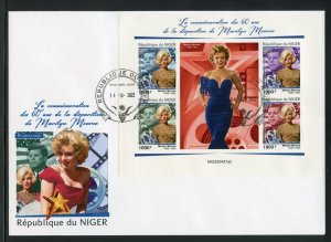 NIGER 2022 60th MEMORIAL ANNIVERSARY OF MARILYN MONROE & JFK SHT FIRST DAY COVER