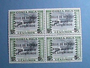 COSTA RICA -VERY OLD -NATIONAL INDUSTRY- OVER PRINT MNH BLOCK OF 4-VERY FINE