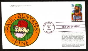 USA 1996 32c PAUL BUNYAN'S PINE Sc 3084 DENINND Hand Painted 2/3 FDC