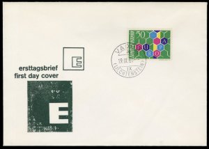 Liechtenstein #365, 1960 Europa, used on unaddressed First Day Cover