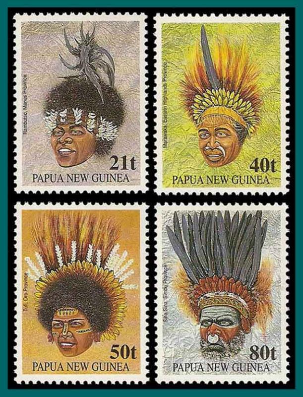 Papua New Guinea 1991 Tribal Headdresses, MNH  778-781,SG658-SG661
