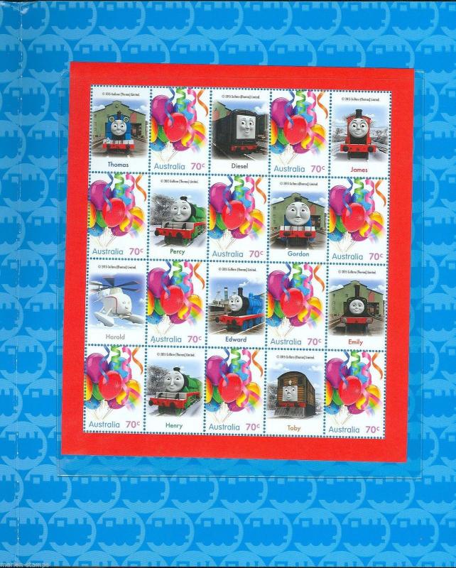 AUSTRALIA 70th .ANNIVERSARY THOMAS & FRIENDS SET OF TWO SHEETLETS IN FOLDER