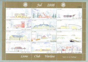 Denmark. Christmas Sheet 2008. Local: Lions Club Værløse. Churches And Houses