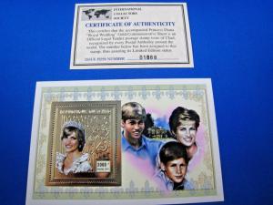 CHAD  -  2 1997 GOLD FOIL S/S - PRINCESS DIANA MEMORIAL  -  MNH