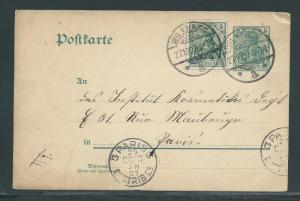 Germany Postal Stationery  Postcard H&G #73 Used 1907 to Paris