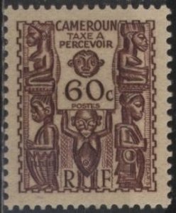 Cameroun J20 (mlh) 60c carved figures, brn vio (1939)