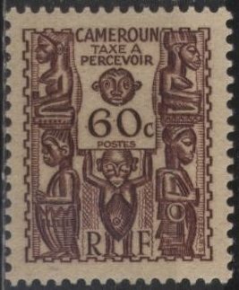 Cameroun J20 (mlh) 60c carved figures, brn vio (1939)