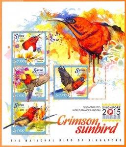 A6829 - SIERRA LEONE, Error, 2015, MISSPERF MINIATURE S: Crimson sunbirds, Birds
