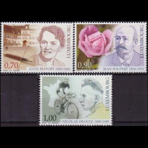 LUXEMBOURG 2010 - Scott# 1301-3 Famous Persons Set of 3 NH