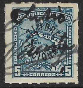 CUBA 1917 5c MAP Timbre Nacional Overprinted GENERAL REVENUE GP3 Used