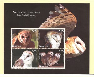 TONGA - NIUAFO'OU Sc CE5 NH SOUVENIR SHEET of 2012 - BIRDS - OWLS - VERY RARE!