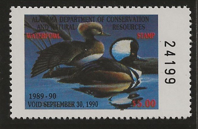 Catalog # AL 89  state duck Stamp Alabama Dept of Natural Resources Face Value