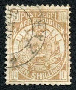 Transvaal SG186a 10/- Yellow-brown (creased) Unpriced in SG