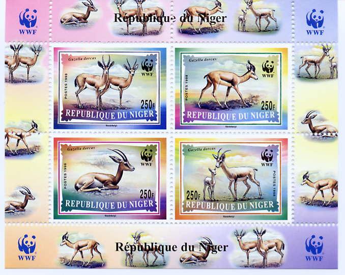 Niger 1998 W.W.F.Dorcas Gazelle S/S perf.Scott # 986a