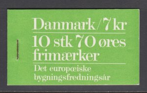 Denmark Sc 570, Facit HS16, intact booklet. 1975 70o Church, 1 pane of 10 stamps