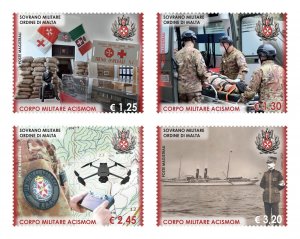 SMOM Order of Malta 2023 Military Corps Italian Knights set of 4 stamps MNH