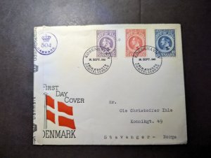 1945 Censored Denmark First Day Cover FDC Copenhagen to Stavanger Norway