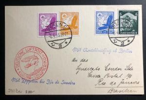 1935 Berlin Germany Graf Zeppelin LZ 127 Postcard Cover to Rio De Janeiro Brazil