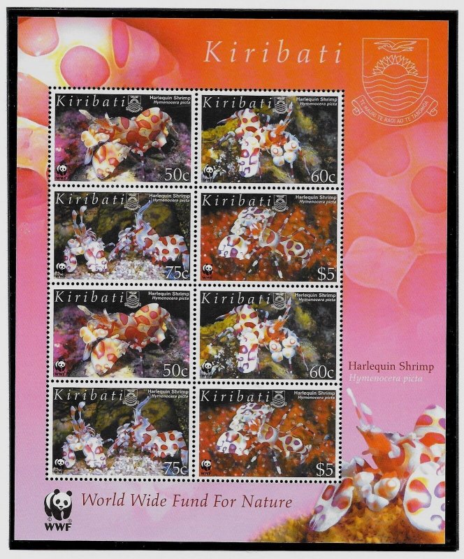 KIRIBATI SC 878A NH MINISHEET of 2005 - WWF - SEA LIFE -  SHRIMPS