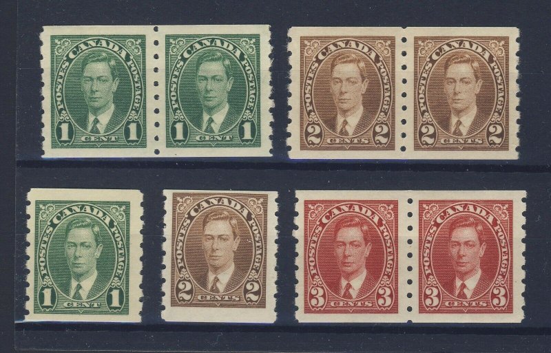 8x Canada coils 3x Pairs #238-239-240 MH VF #238 #239 MNH VF Guide Value= $65.00