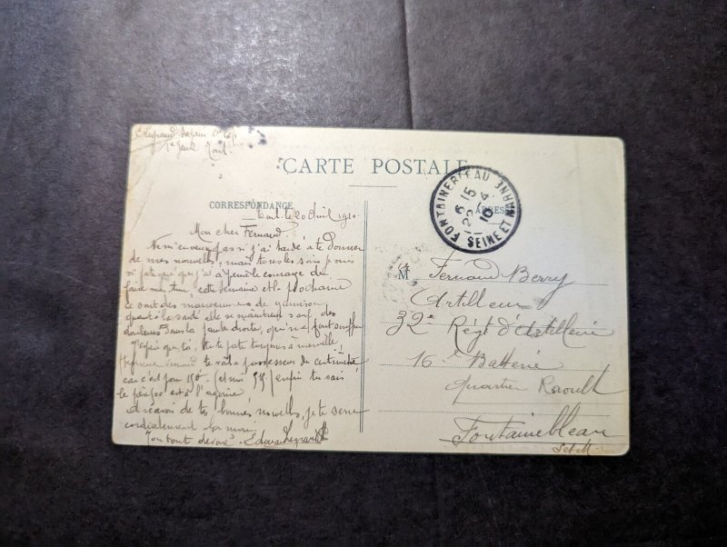 1910 France Zeppelin Dirigible Ville de Nancy Postcard Cover to Fontainebleau