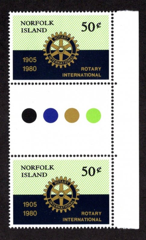 NORFOLK ISLAND  SC# 255  STOPLIGHT GUTTER PAIR  FVF/MNH