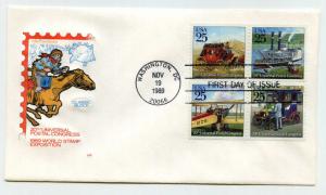 2434-37 Classic mail transportation Farnam, HF, block of 4, FDC