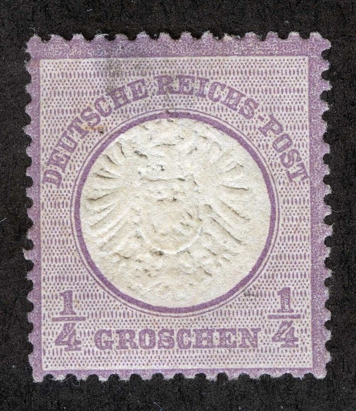 Germany Sc 14 Violet 1/4g 1872 p14.5x13.5 Partial Gum Hinge Mark