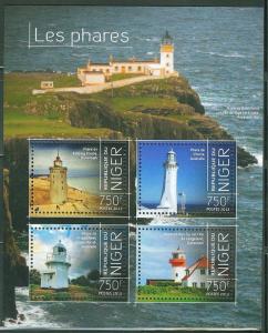 NIGER 2013 LIGHTHOUSES SHEET OF FOUR STAMPS