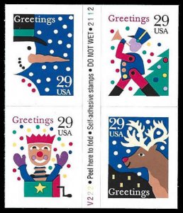 PCBstamps   US #2799/2802b Bk Block $1.16(4x29c)Christmas, MNH, (20)