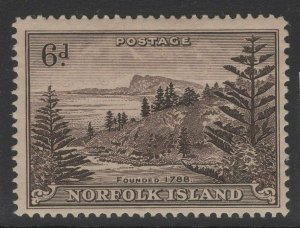 NORFOLK ISLAND SG9 1947 6d PURPLE-BROWN MNH