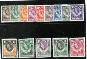 Northern Rhodesia 1953 QEII set complete superb MNH. SG 61-74. Sc 61-74. 