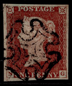 GB QV SG8, 1d red-brown BLACK MX PLATE 29, FINE USED. Cat £65. NG