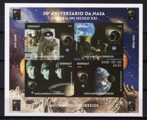 Mozambique 2008 STEPHEN HAWKING/50TH.ANNIV.NASA-THE BEATLES Shlt (4) IMPERF.MNH