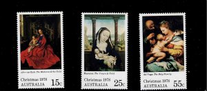 Australia Scott #688-90, Singles 1978 Christmas FVF MNH