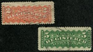 Canada SC# F1-2 (SG# R4,R6) Registration Stamps 2c 5c Used