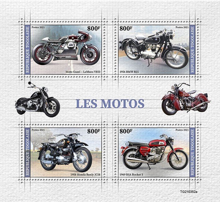 TOGO - 2021 - Motor Cycles - Perf 4v Sheet - Mint Never Hinged