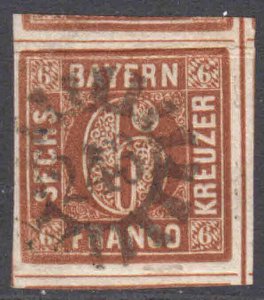 GERMANY BAVARIA 3 #246 CANCEL JUMBO $240 SCV SHOWS THREE ADJACENT STAMPS