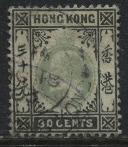 Hong Kong KEVII 1904 30 cents black & green used