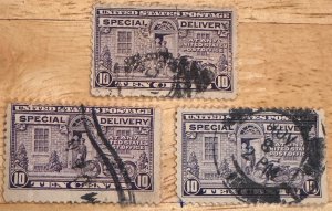 US Scott E12 used 1 w/perfin cancel PP/C & 2 other interesting cancels